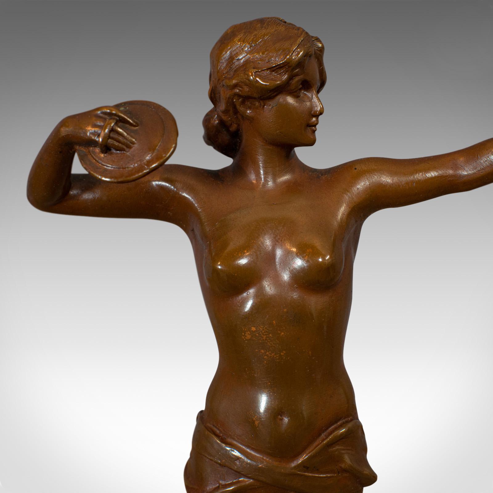 Vintage Female Figure, French, Bronze Spelter, Art Deco, Statuette, circa 1930 5