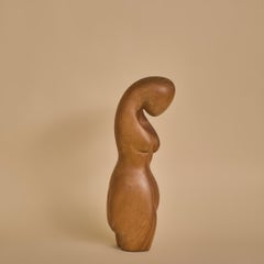 Vintage Female Form Carved Wooden Sculpture