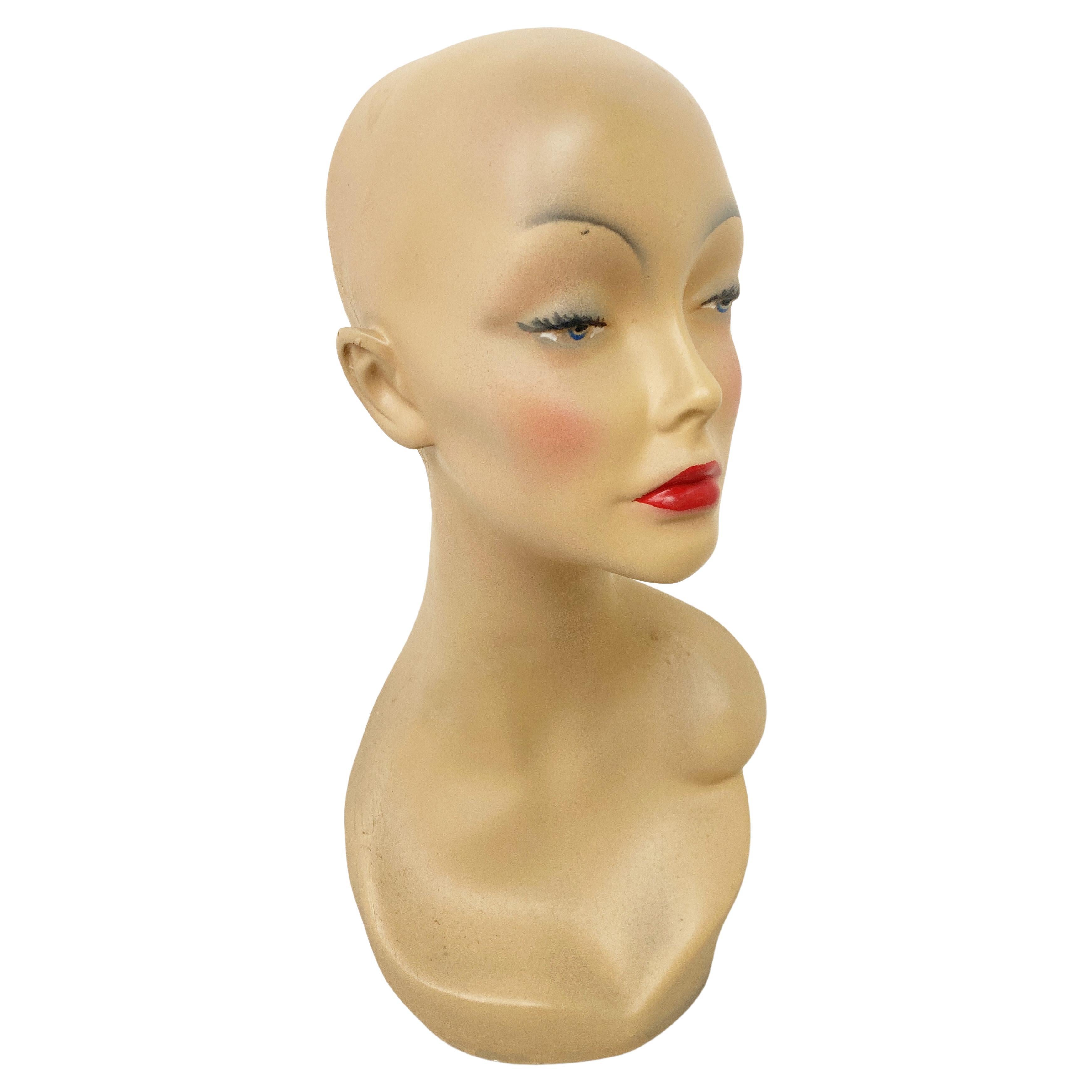 Vintage French Plaster Mannequin Head at 1stDibs