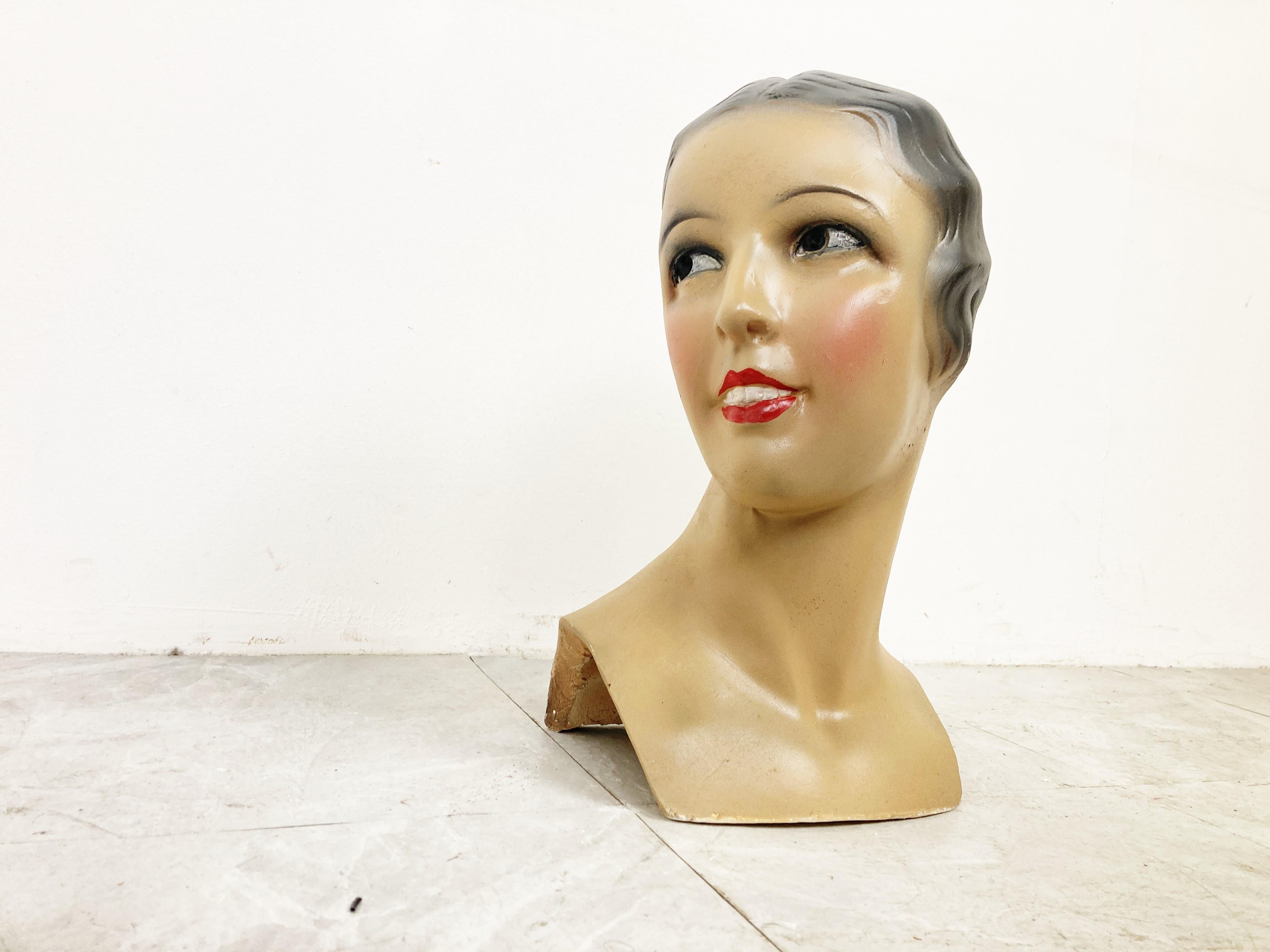 Plaster Vintage female mannequin head, 1960s  For Sale