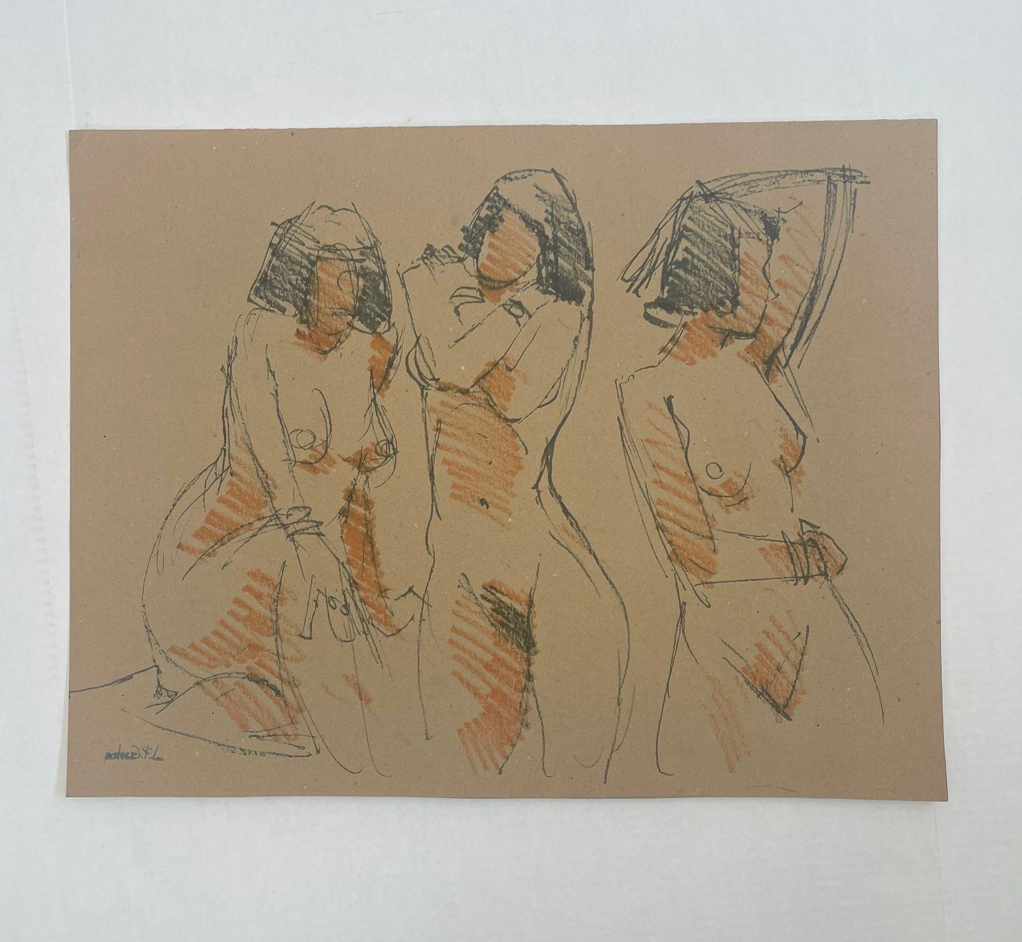 Vintage Female Nude Portrait Study Double Sided. For Sale 4