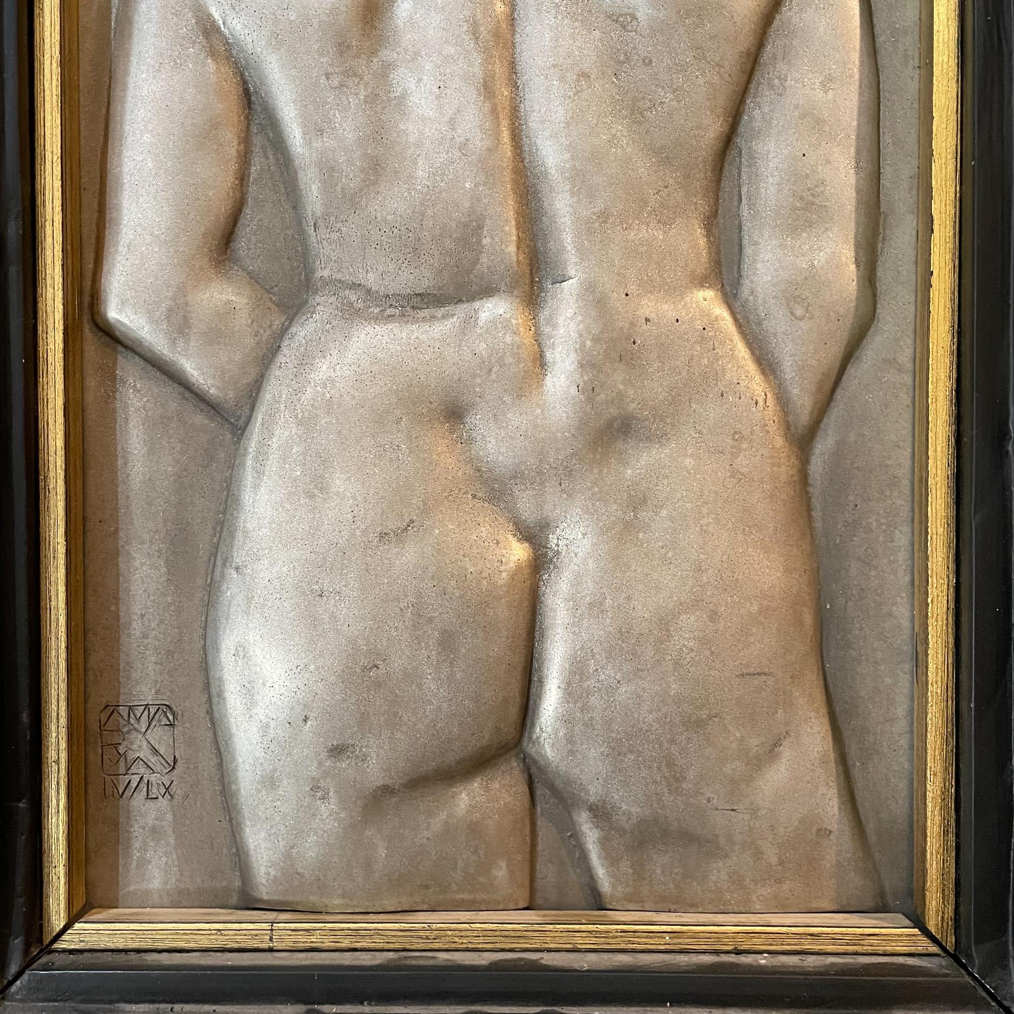 1960s Female Nude Torso Backside Cast Aluminum Wall Art Vintage Patina Signed For Sale 1