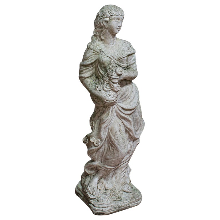 Vintage Female Statue, Reconstituted Stone, Garden, Ornament, circa 1950  For Sale at 1stDibs
