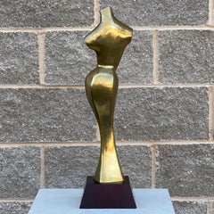 Vintage Female Torso Stylized Venus Brass Sculpture