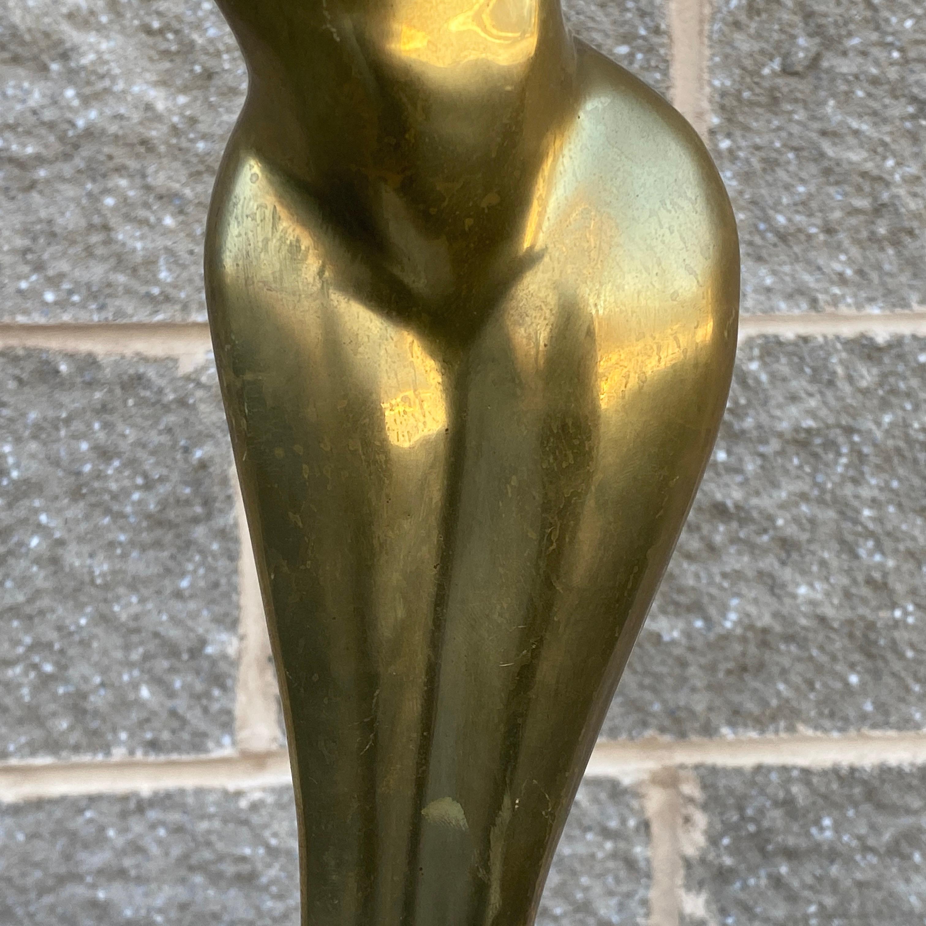 Vintage Female Torso Stylized Venus Brass Sculpture For Sale 2