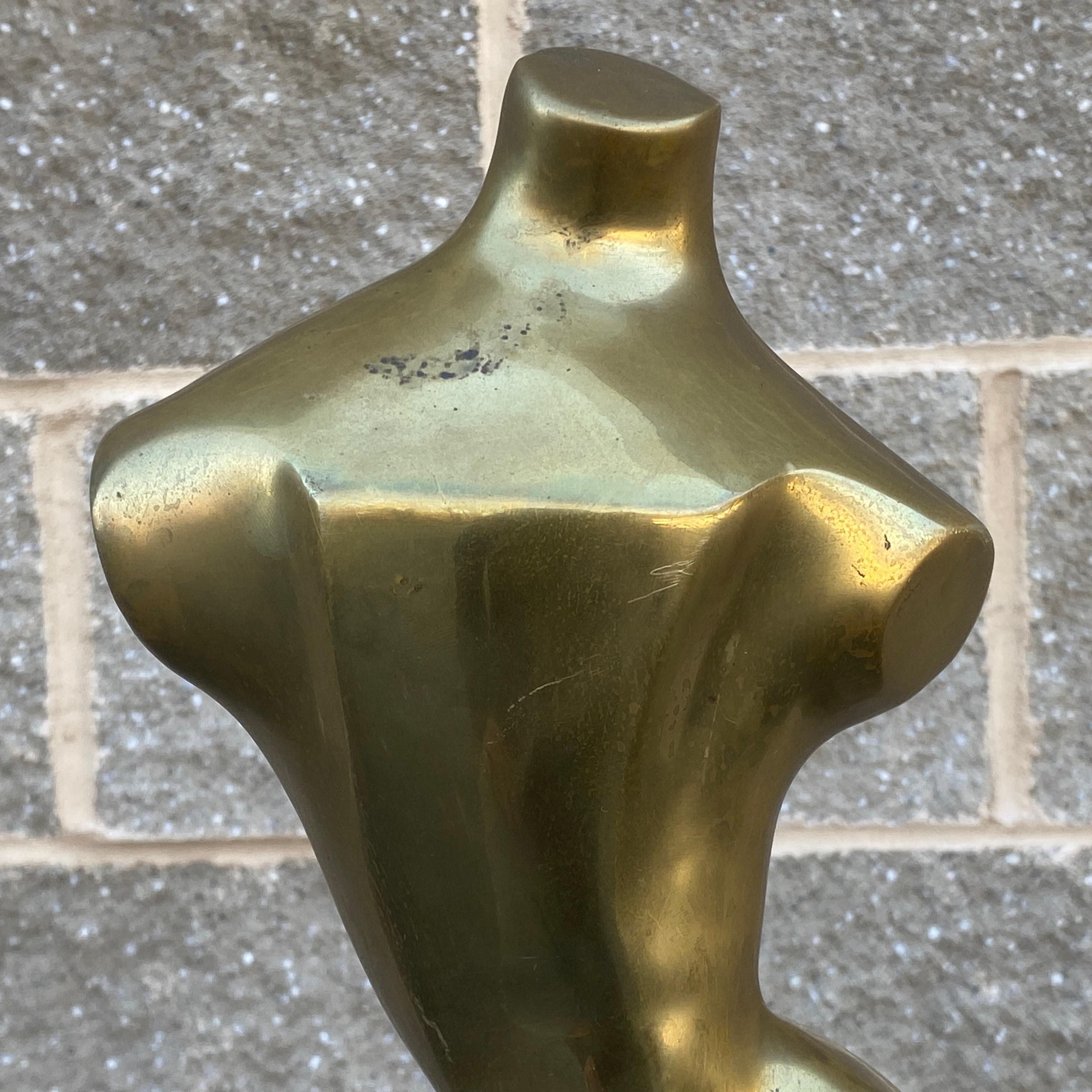 Vintage Female Torso Stylized Venus Brass Sculpture For Sale 3
