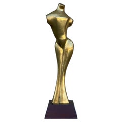 Vintage Female Torso Stylized Venus Brass Sculpture