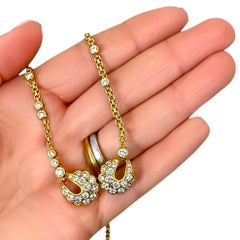 Vintage Feminine Französisch 18K Gelbgold und Diamant-Halskette