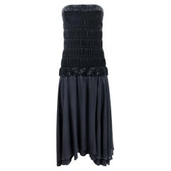 Vintage Fendi 1970's Karl Lagerfeld Era Smocked Velvet Dress