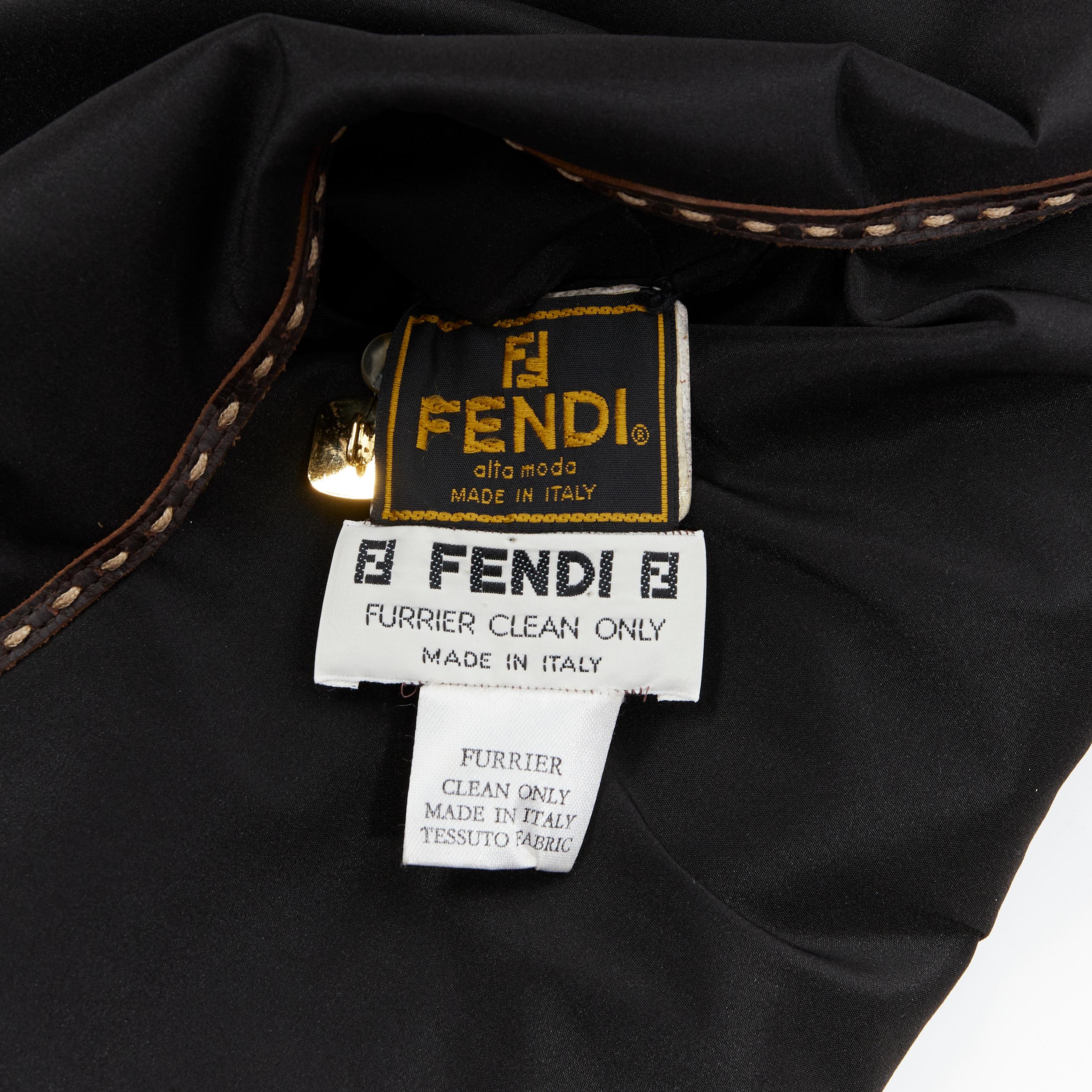 vintage FENDI Alta Moda Kolinsky Sable fur Sellier leather pipe trench coat IT38 2