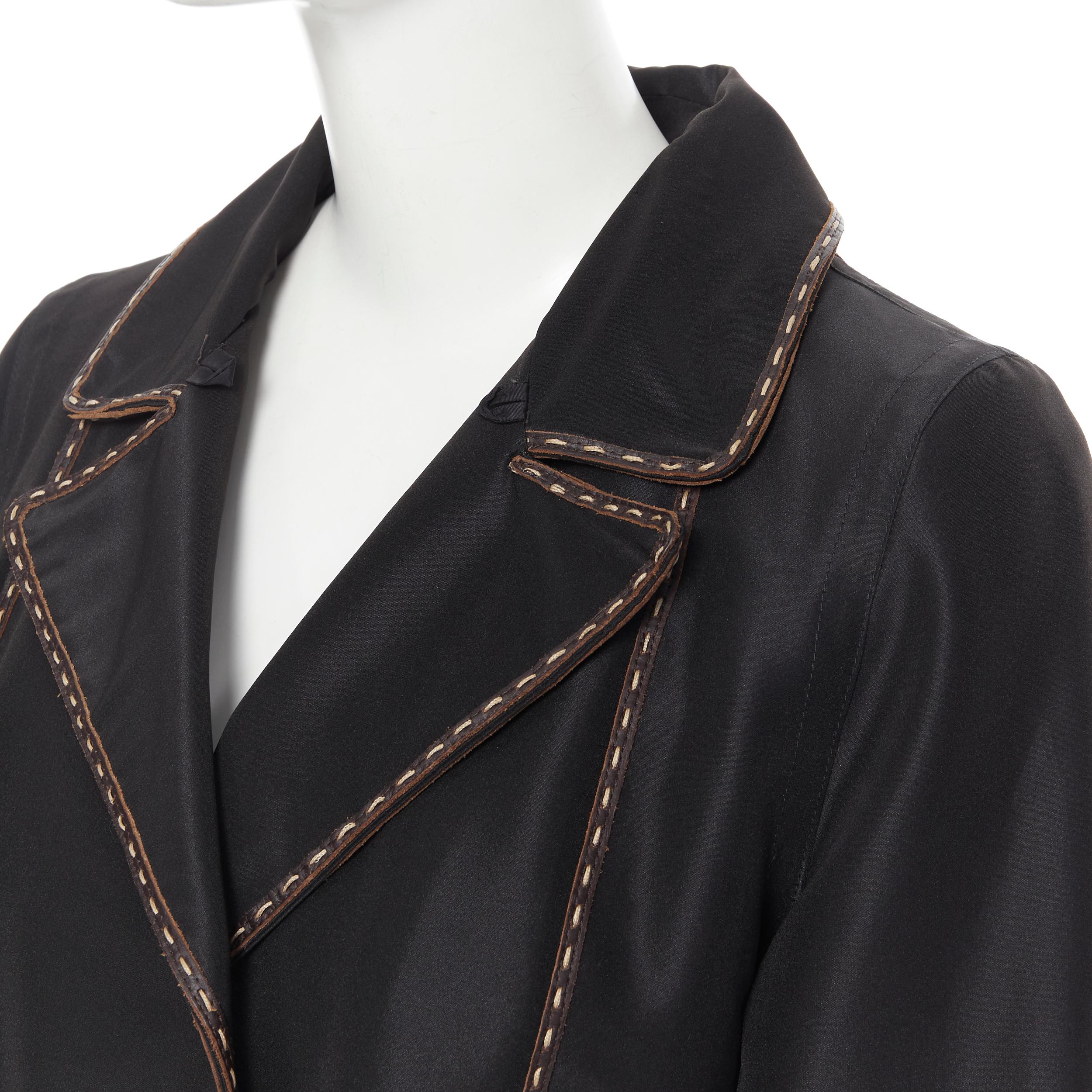 Women's vintage FENDI Alta Moda Kolinsky Sable fur Sellier leather pipe trench coat IT38