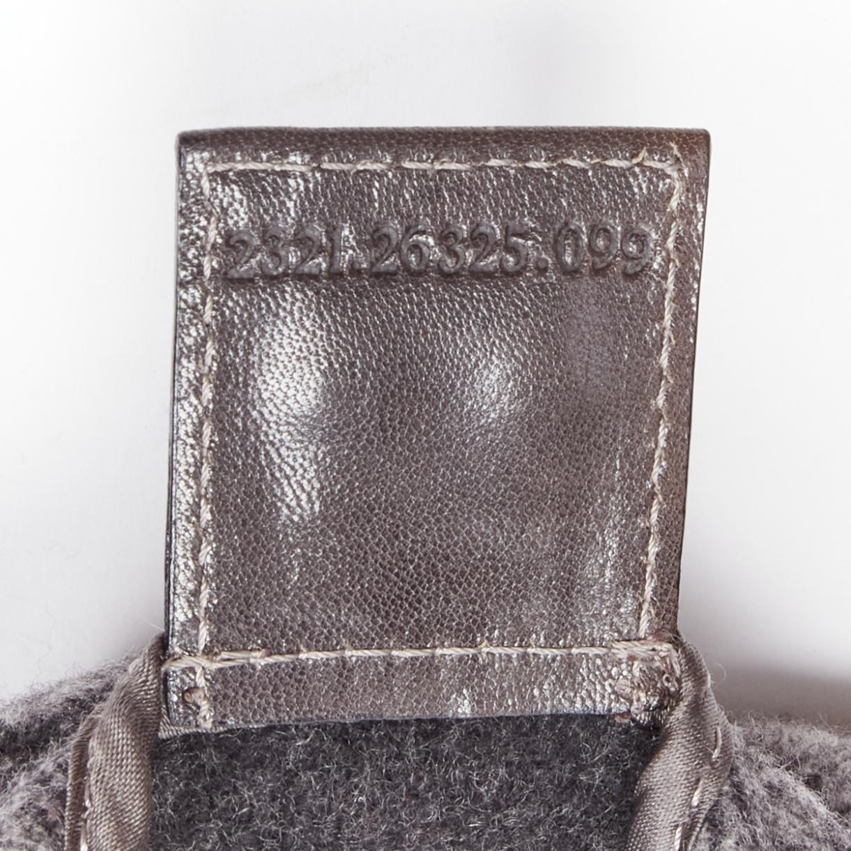 vintage FENDI Baguette FF buckle grey wool logo Zucca monogram underarm flap bag 7