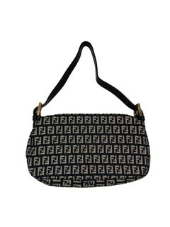 Borsa baguette Fendi in tessuto nero Passaspalla Zuccha vintage