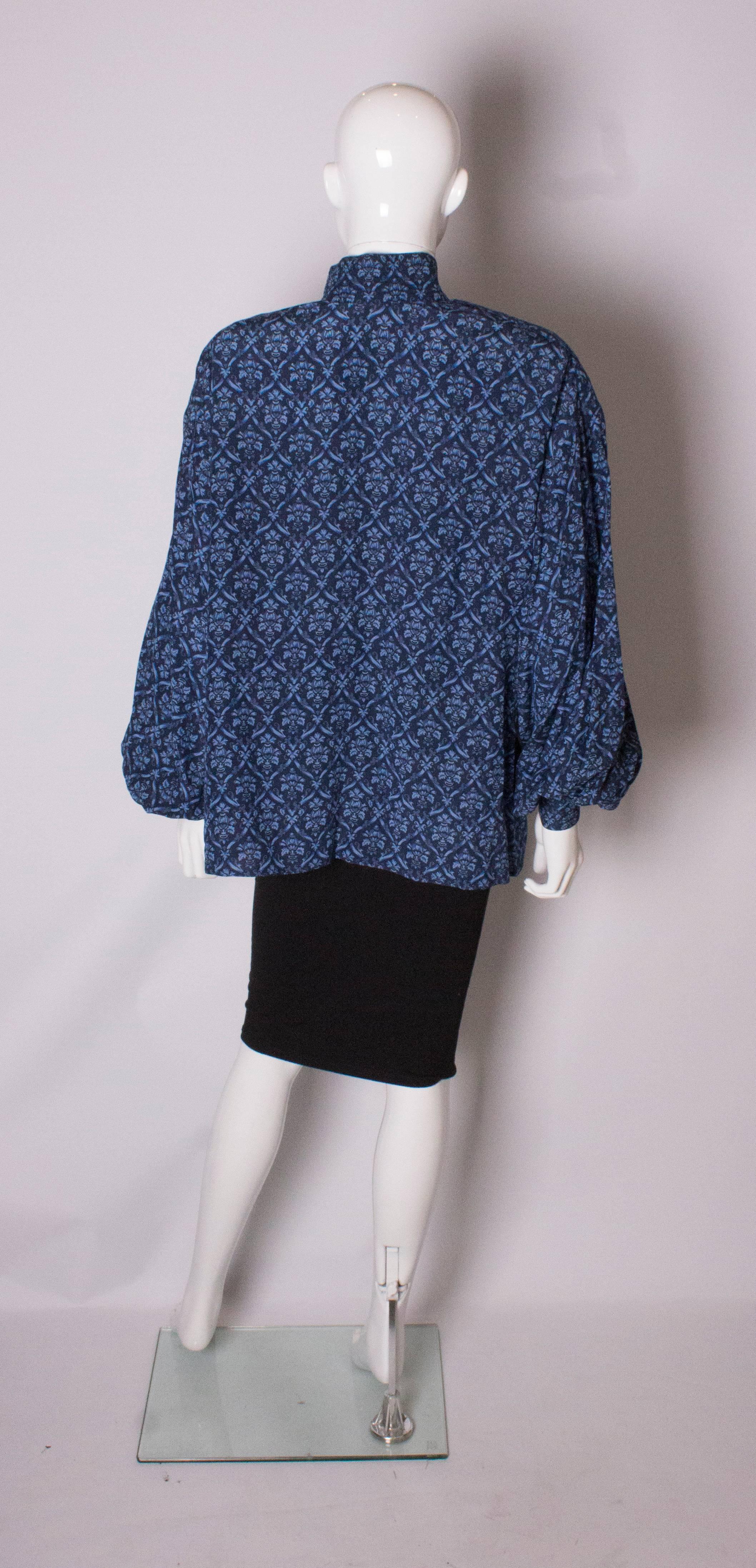 Vintage Fendi Blue Silk Blouse In Good Condition For Sale In London, GB