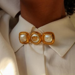 Vintage Fendi Gold Plated Pin Brooch 1990s