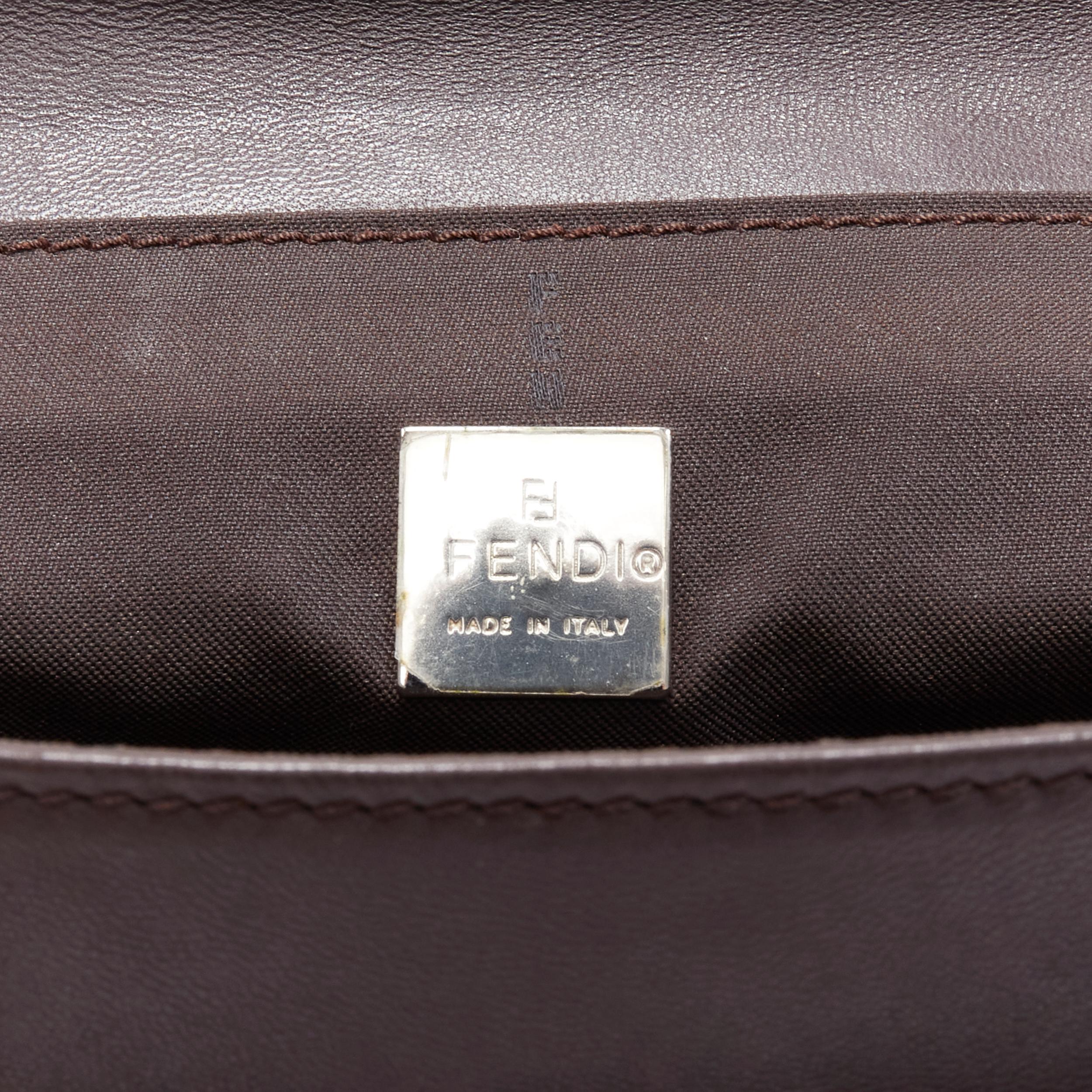 vintage FENDI brown buckle flap multi pocket top handle satchenl bag For Sale 4