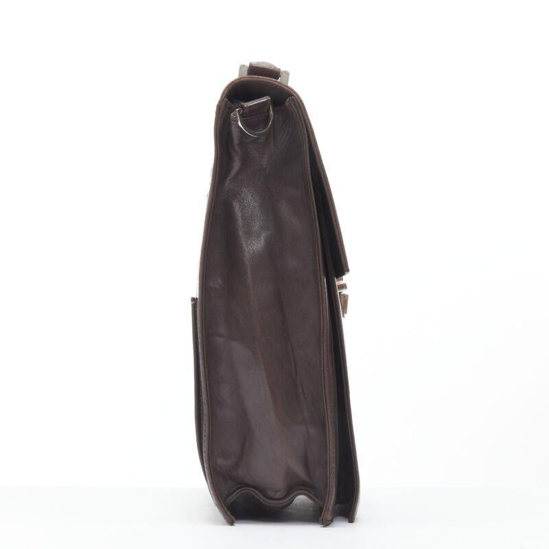 Vintage FENDI brown buckle flap multi pocket top handle satchenl bag État moyen - En vente à Hong Kong, NT