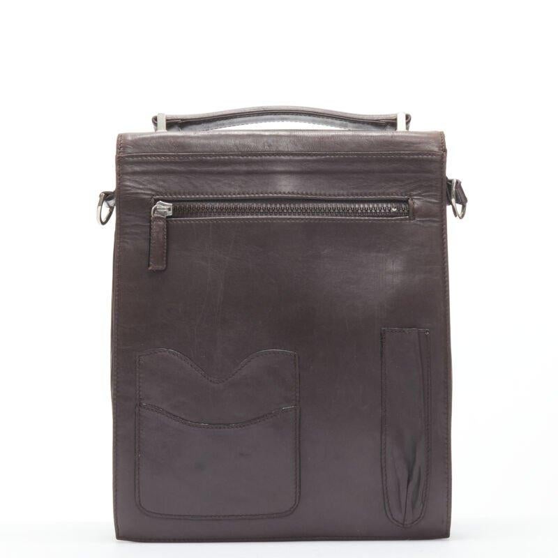 Vintage FENDI brown buckle flap multi pocket top handle satchenl bag Pour femmes en vente