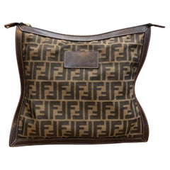 Vintage FENDI Brown Zucca Jacquard Flat Pouch Bag (Altered)