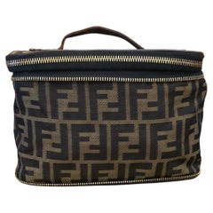 Vintage FENDI Brown Zucca Jacquard Foldable Cosmetic Vanity Pouch Handbag
