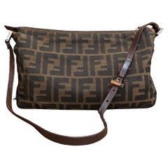 Vintage FENDI Brown Zucca Jacquard Pouch Handbag 