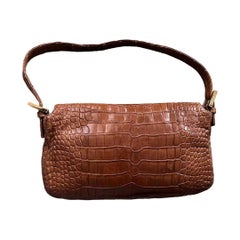 Vintage Fendi  Crocodile Skin Enamel Double F buckle Baguette