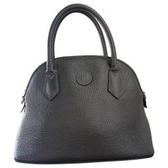 Vintage Fendi Domed Satchel Black Pebbled Leather Top Handle Bag Circa 2000