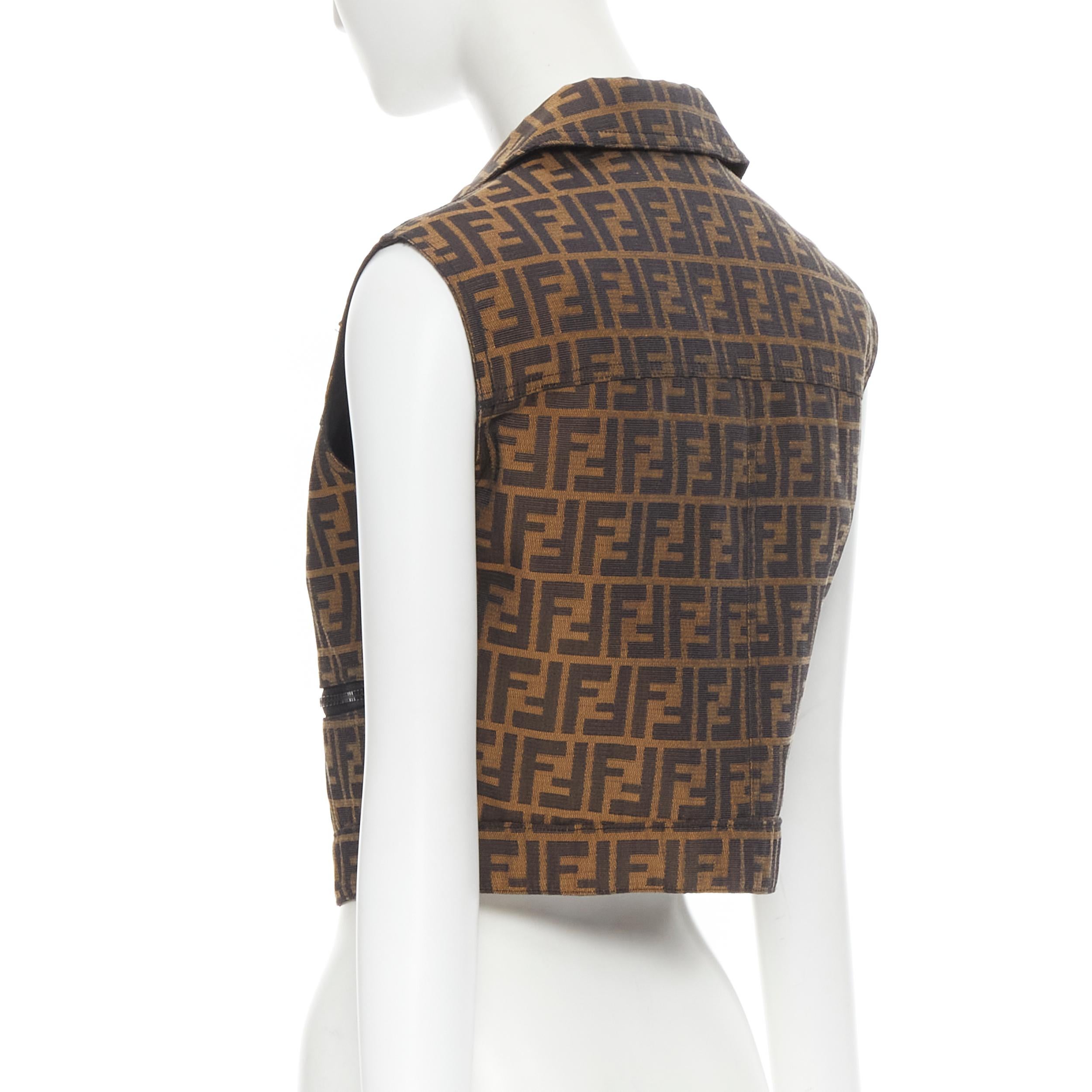 vintage FENDI FF Zucca monogram canvas black nylon reversible vest jacket IT40 S In Good Condition In Hong Kong, NT
