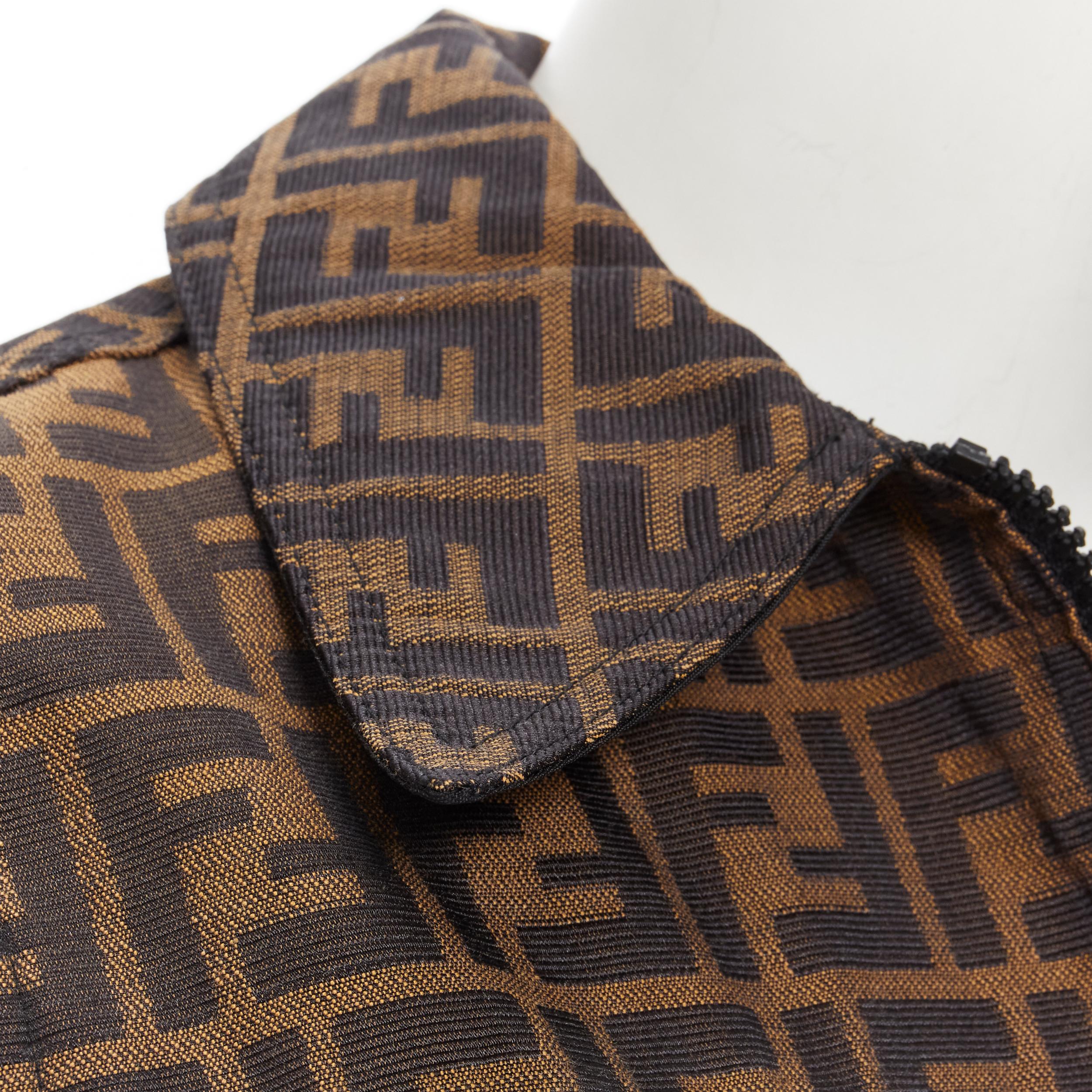 Women's vintage FENDI FF Zucca monogram canvas black nylon reversible vest jacket IT40 S