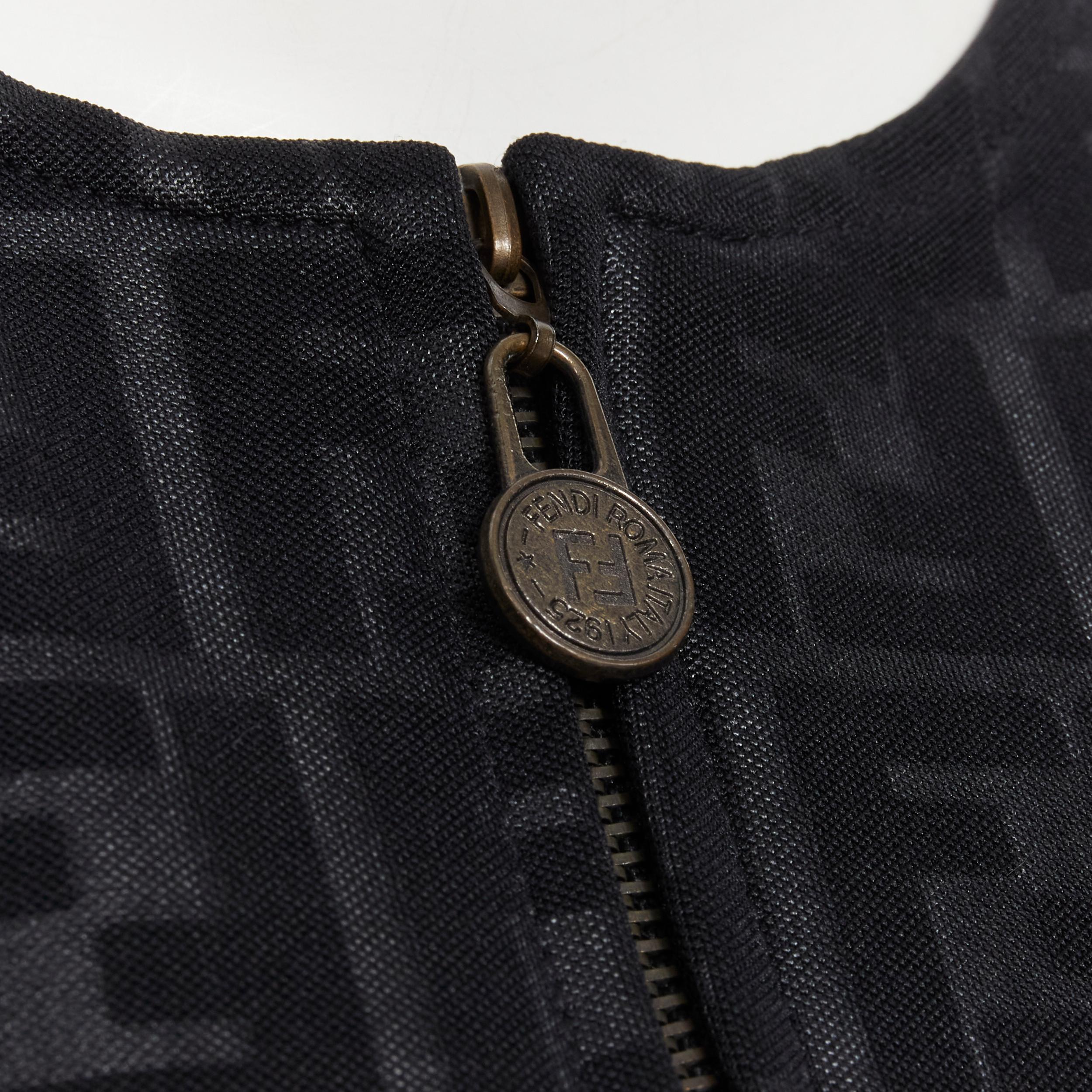 vintage FENDI FF Zucca monogram logo zip charm vest top S In Excellent Condition For Sale In Hong Kong, NT