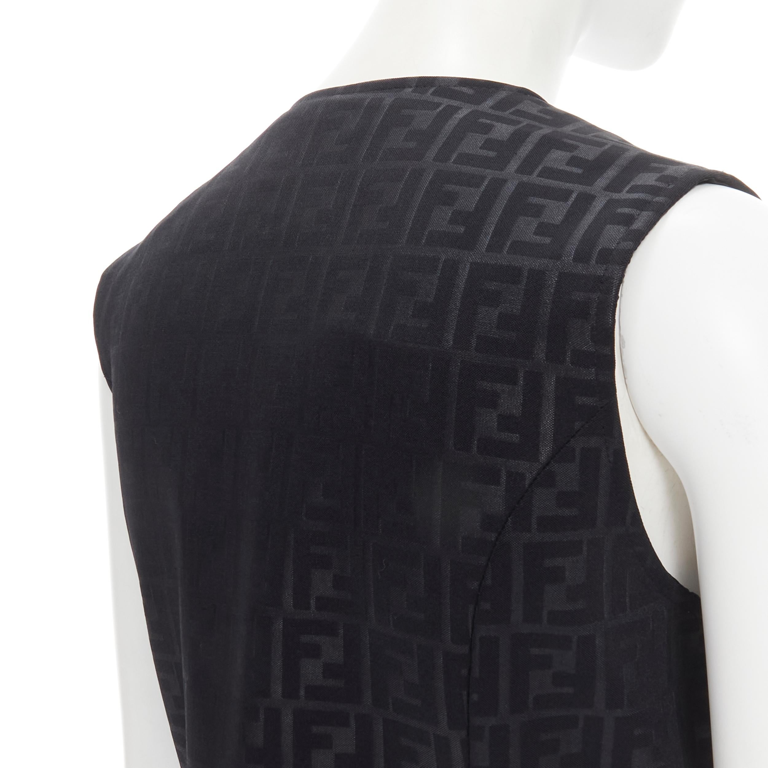 Women's vintage FENDI FF Zucca monogram logo zip charm vest top S For Sale