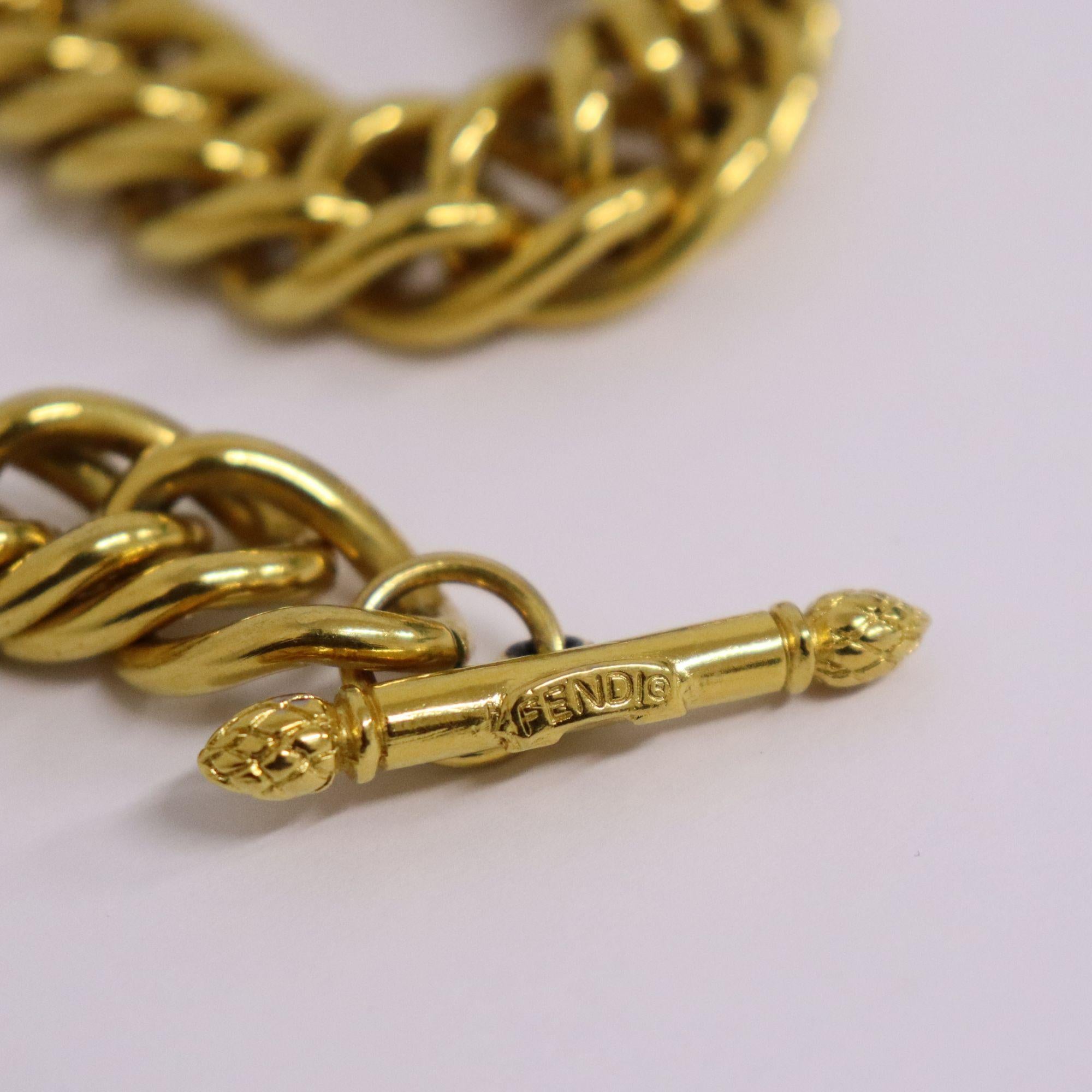 Vintage Fendi Gold Plated Coin Pendant Chain Necklace In Good Condition In Amman, JO