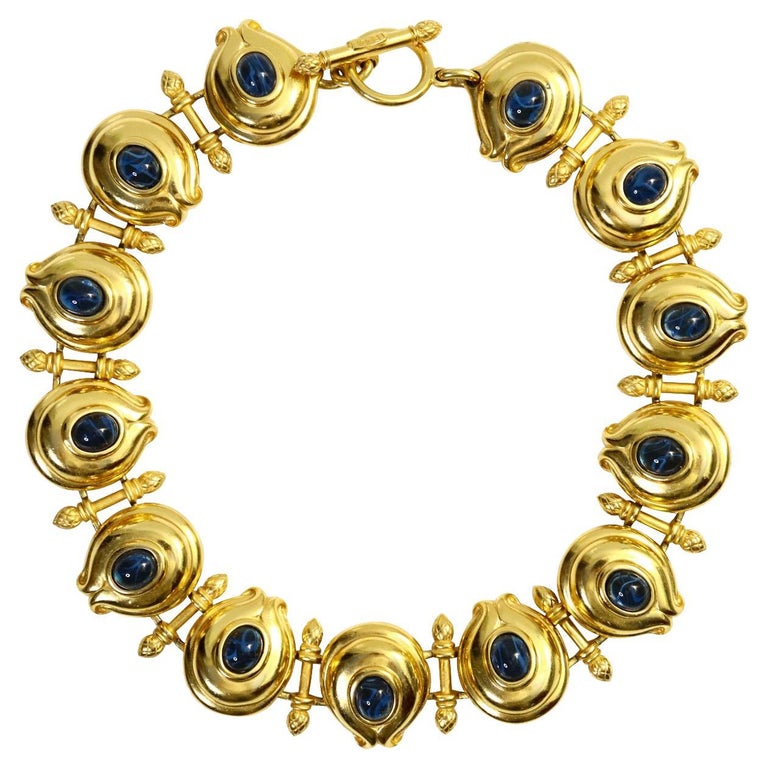Vintage Fendi Gold Tone and Blue Cabochon Toggle Necklace Circa 1980s For  Sale at 1stDibs | fendi diamond necklace, vintage fendi bracelet, fendi  evil eye