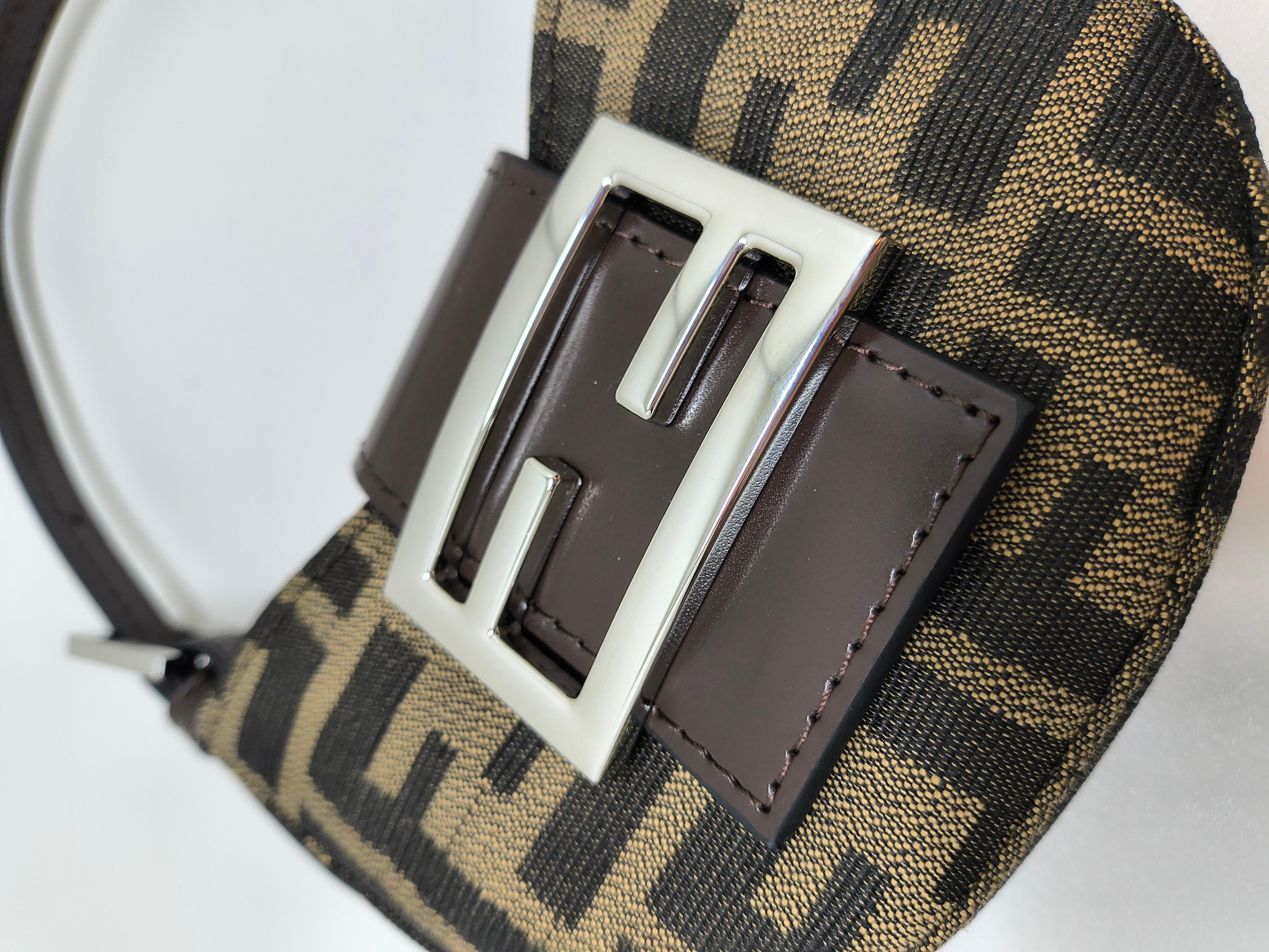 Black Vintage Fendi Greca Mini Half Moon Baguette Clutch Shoulder Bag