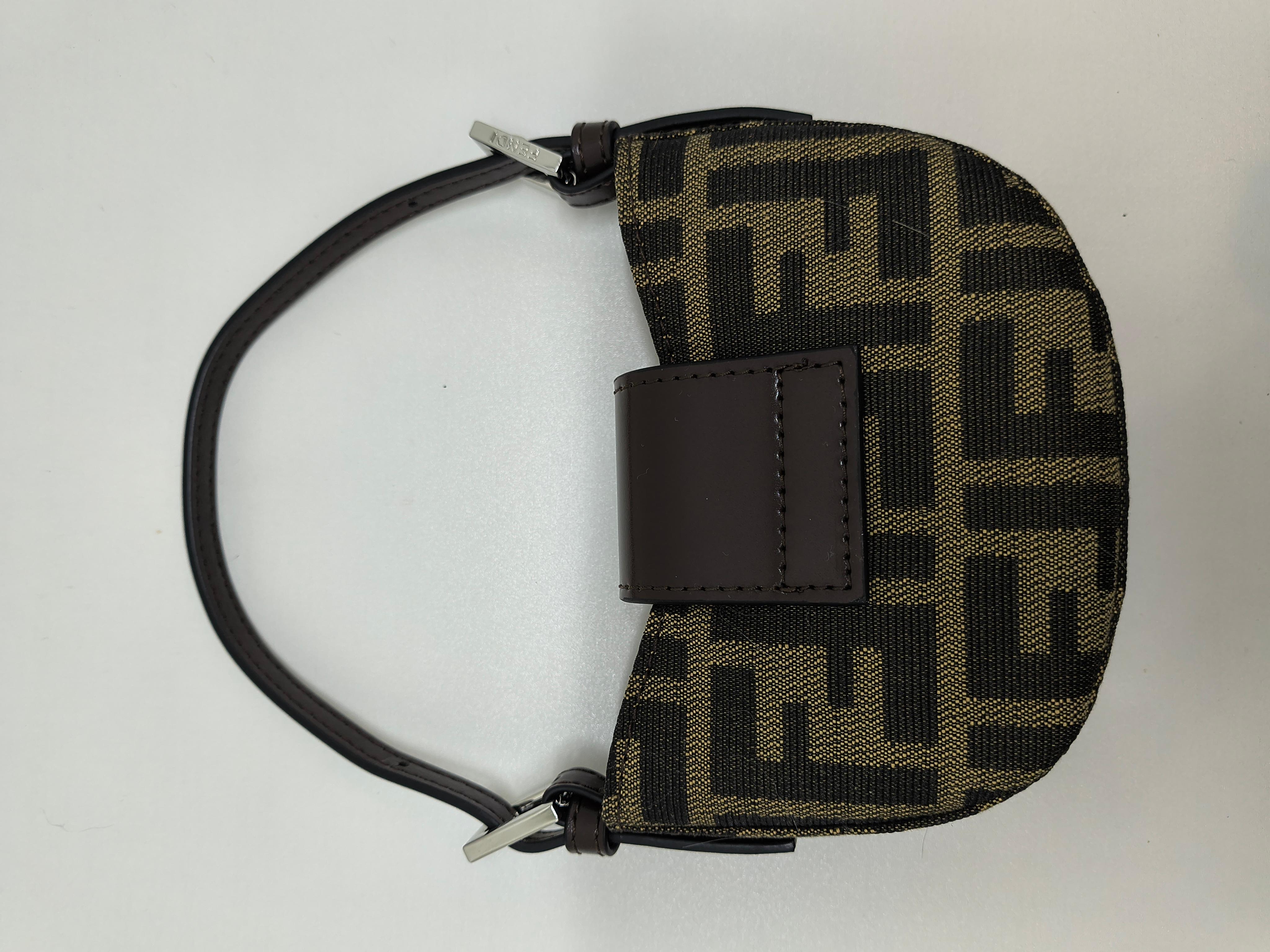Vintage Fendi Greca Mini Half Moon Baguette Clutch Shoulder Bag 2
