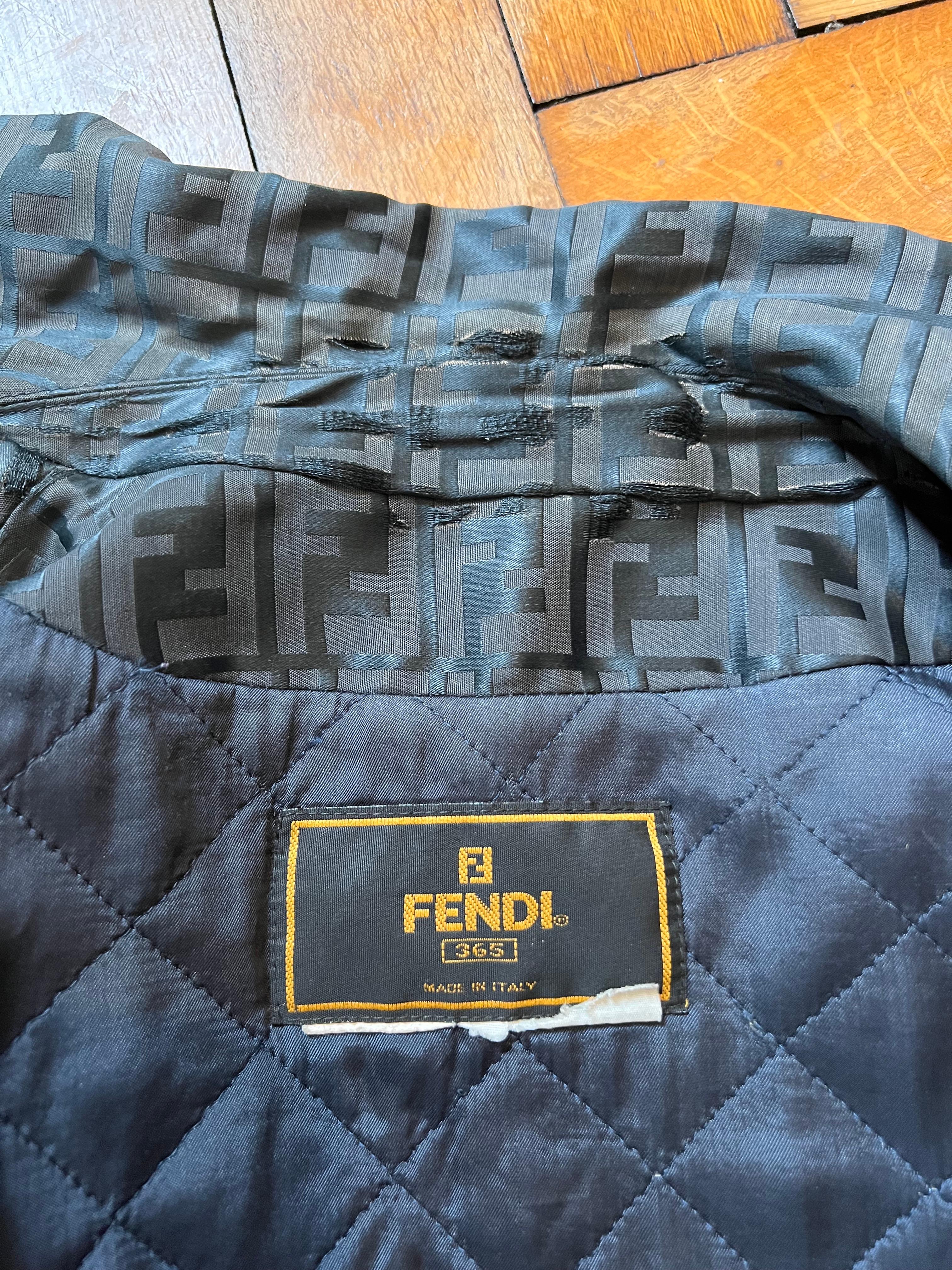 Vintage FENDI Jacquard FF Jacquard Zucca Jacket Coat For Sale 6