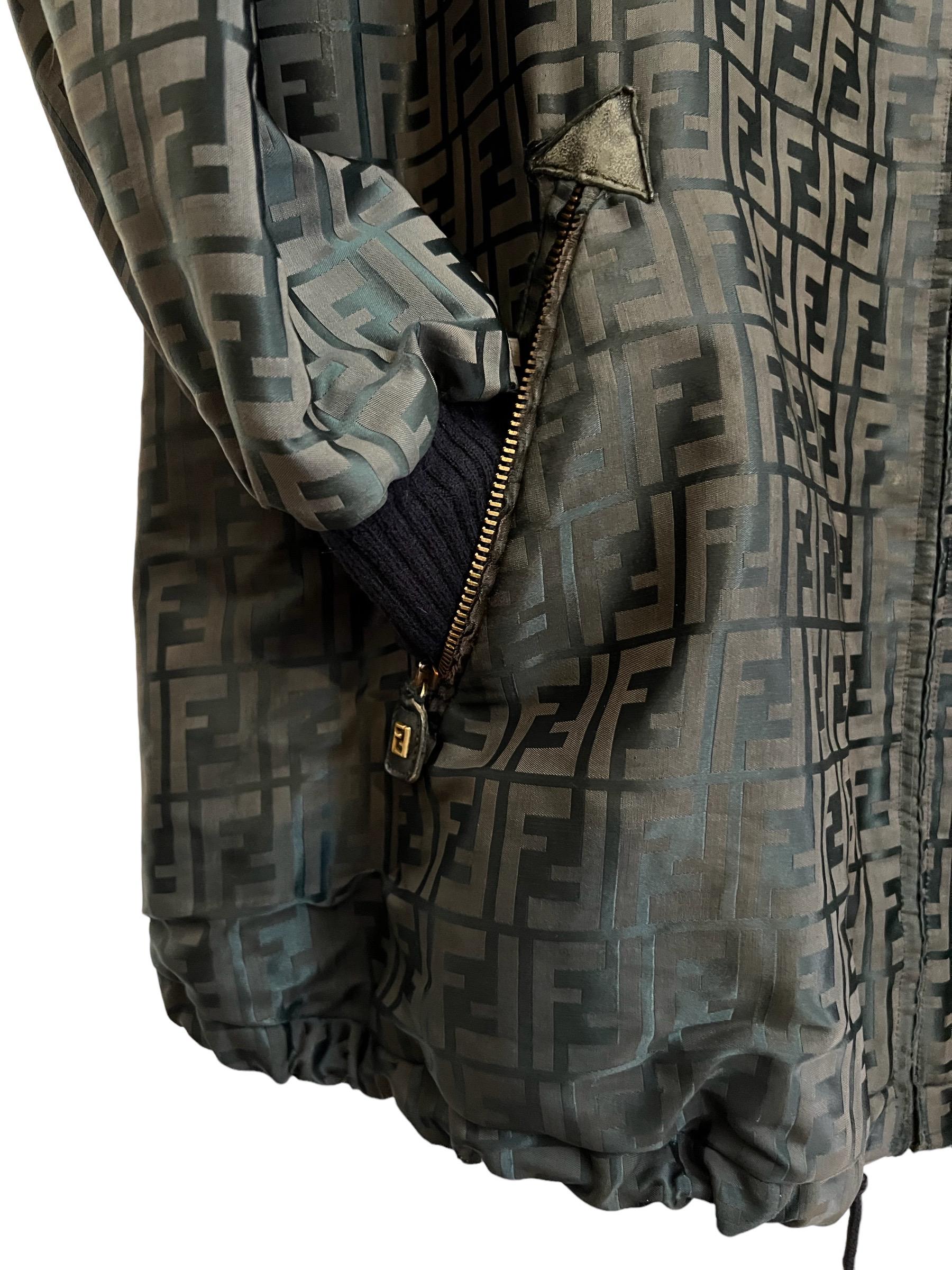 Vintage FENDI Jacquard FF Jacquard Zucca Jacket Coat For Sale 6