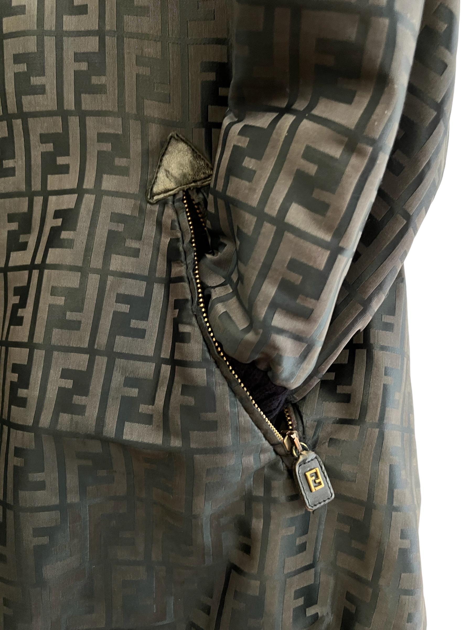 Vintage FENDI Jacquard FF Jacquard Zucca Jacket Coat For Sale 8