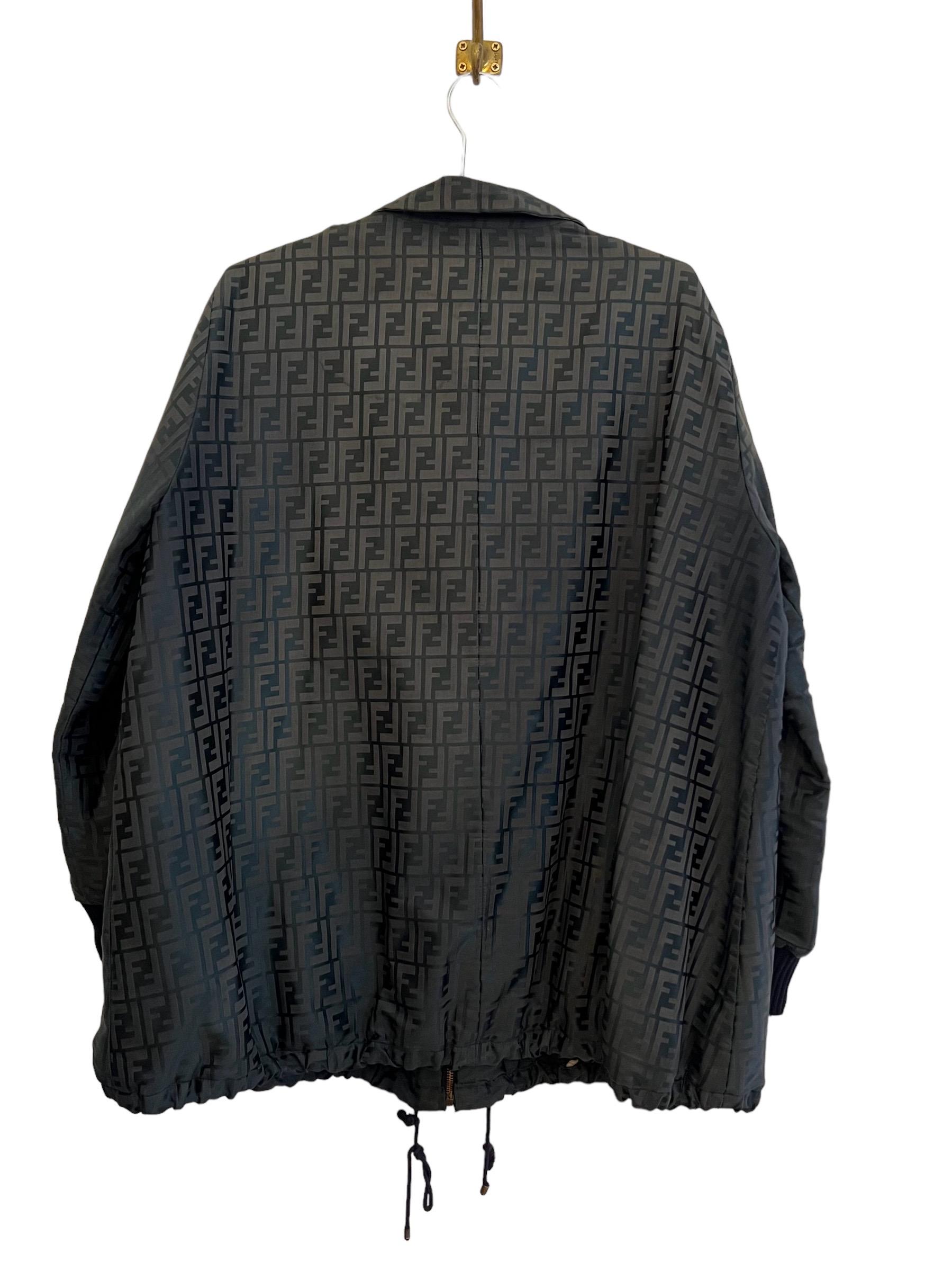 Vintage FENDI Jacquard FF Jacquard Zucca Jacket Coat For Sale 9