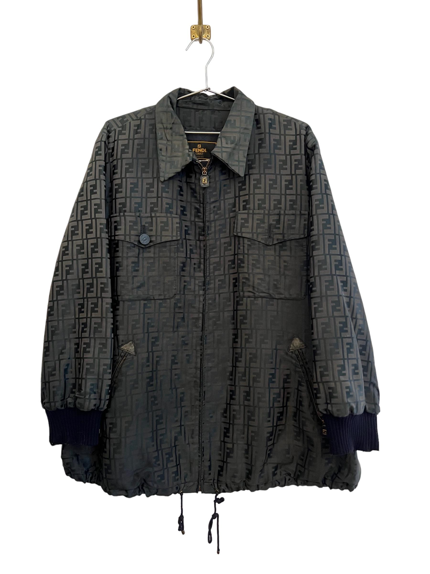 Vintage FENDI Jacquard FF Jacquard Zucca Jacket Coat For Sale 2