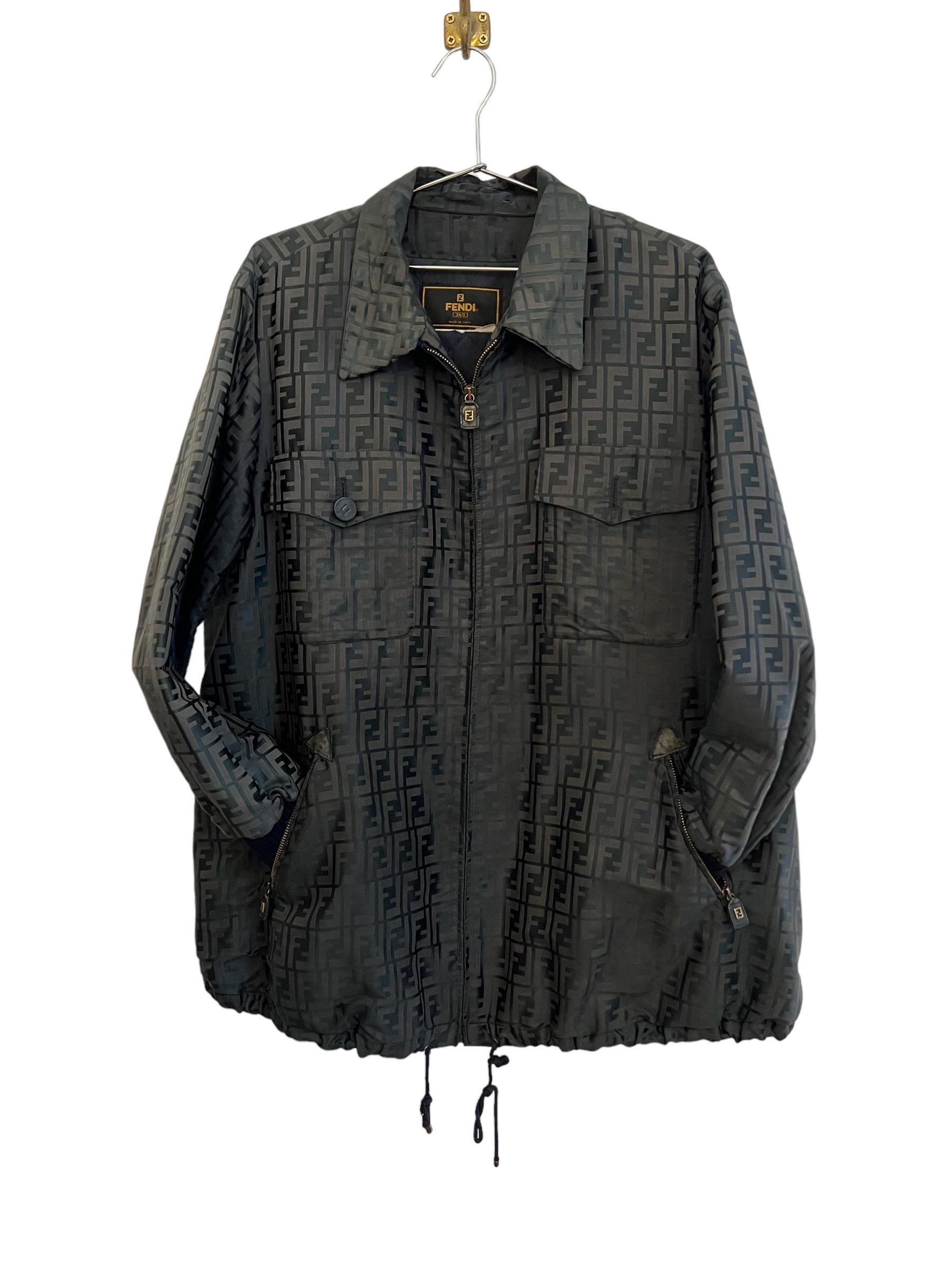 Vintage FENDI Jacquard FF Jacquard Zucca Jacket Coat For Sale 3