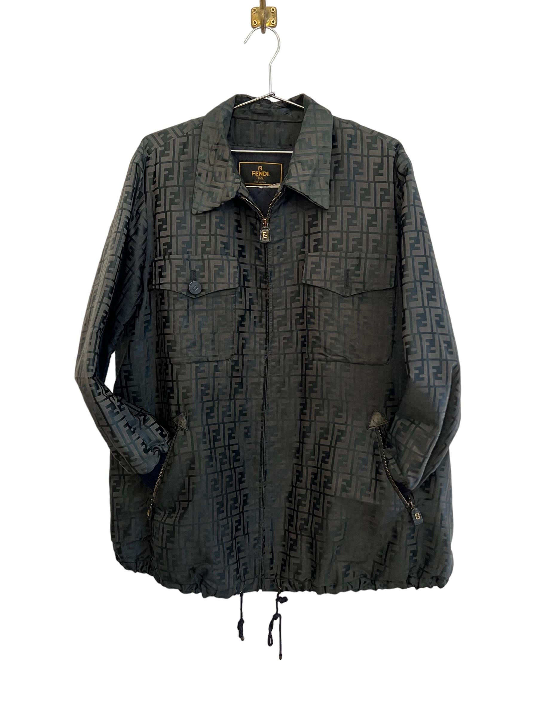 Vintage FENDI Jacquard FF Jacquard Zucca Jacket Coat For Sale 2