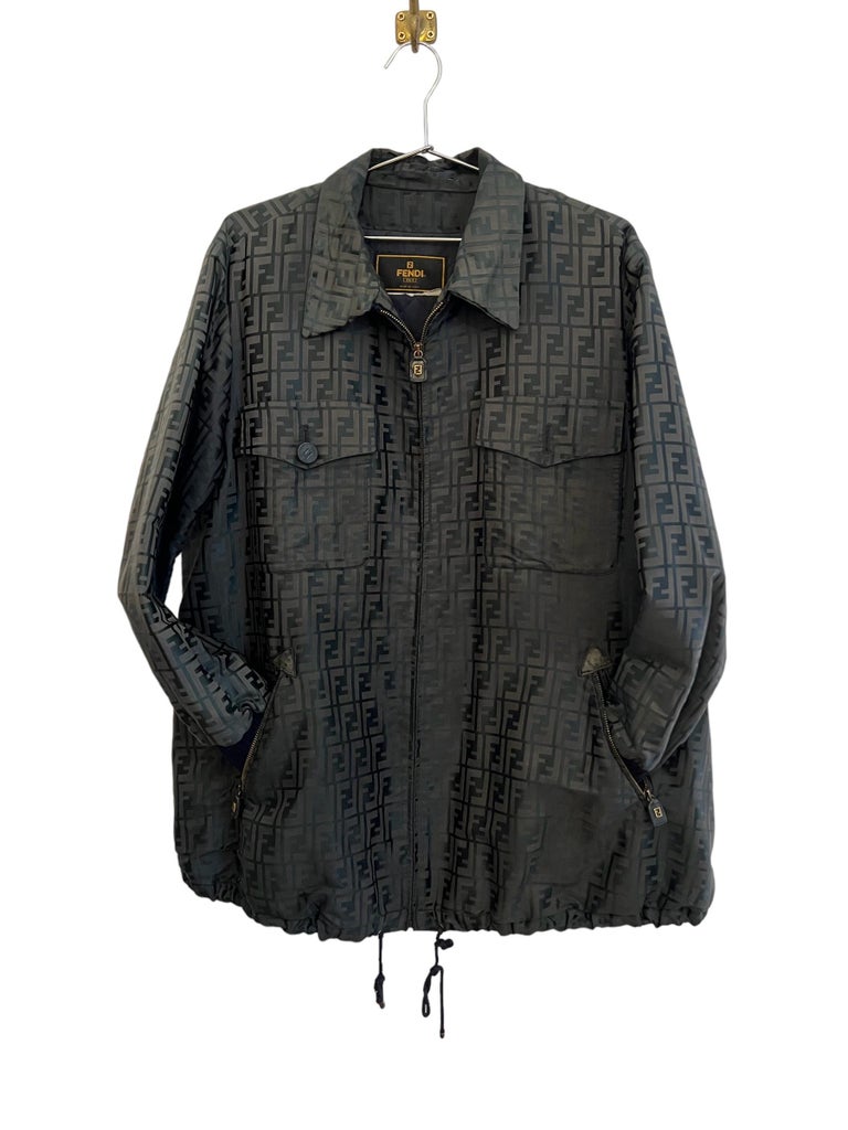 Vintage FENDI Jacquard FF Jacquard Zucca Jacket Coat For Sale at 1stDibs