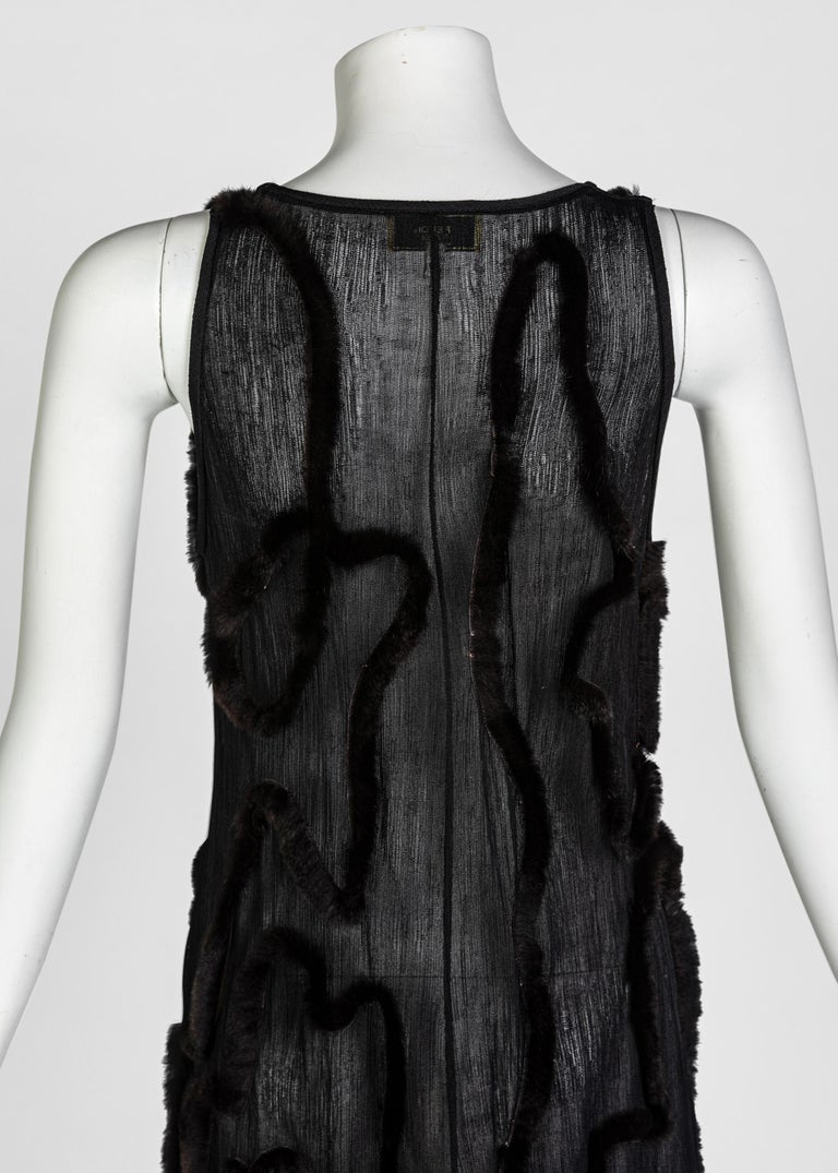 Vintage Fendi Karl Lagerfeld Semi Sheer Low Cut Fur Maxi Dress, 2000 ...