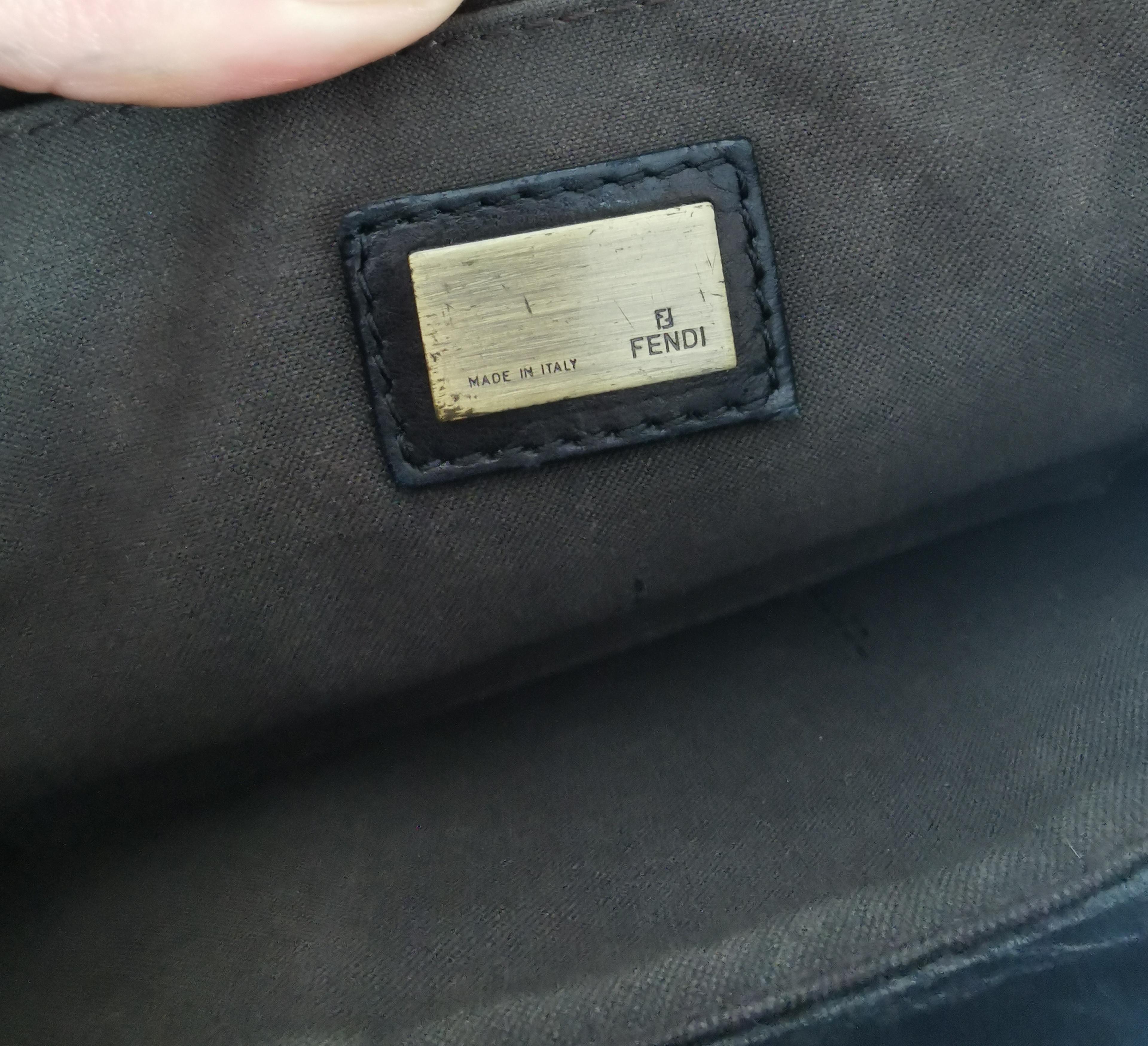 Fendi Vintage B-Tasche mit Leopardenmuster, schwarzes Lackleder  im Angebot 14