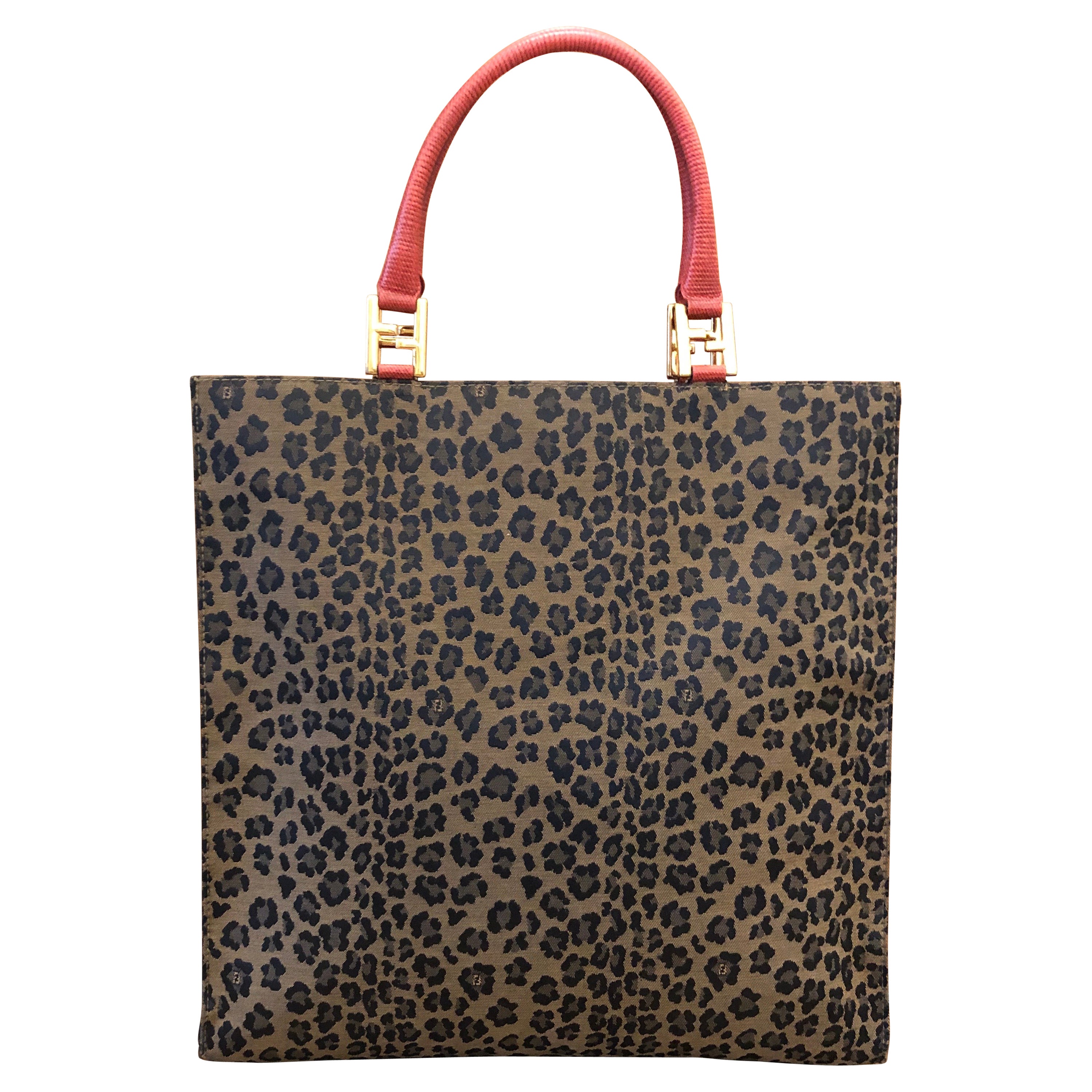 FENDI Leopard bedruckte Jacquard-Bücher-Tasche