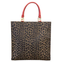 Vintage FENDI Leopard Printed Jacquard Book Tote Bag