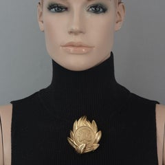 Vintage FENDI Logo Roman Profile Laurel Leaves Medallion Brooch