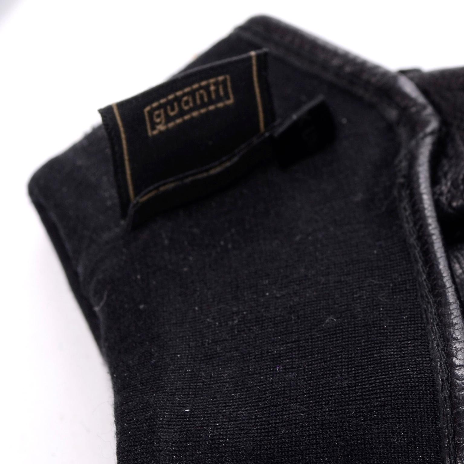 Vintage Fendi Monogram Black Leather Ladies Gauntlet Gloves 1