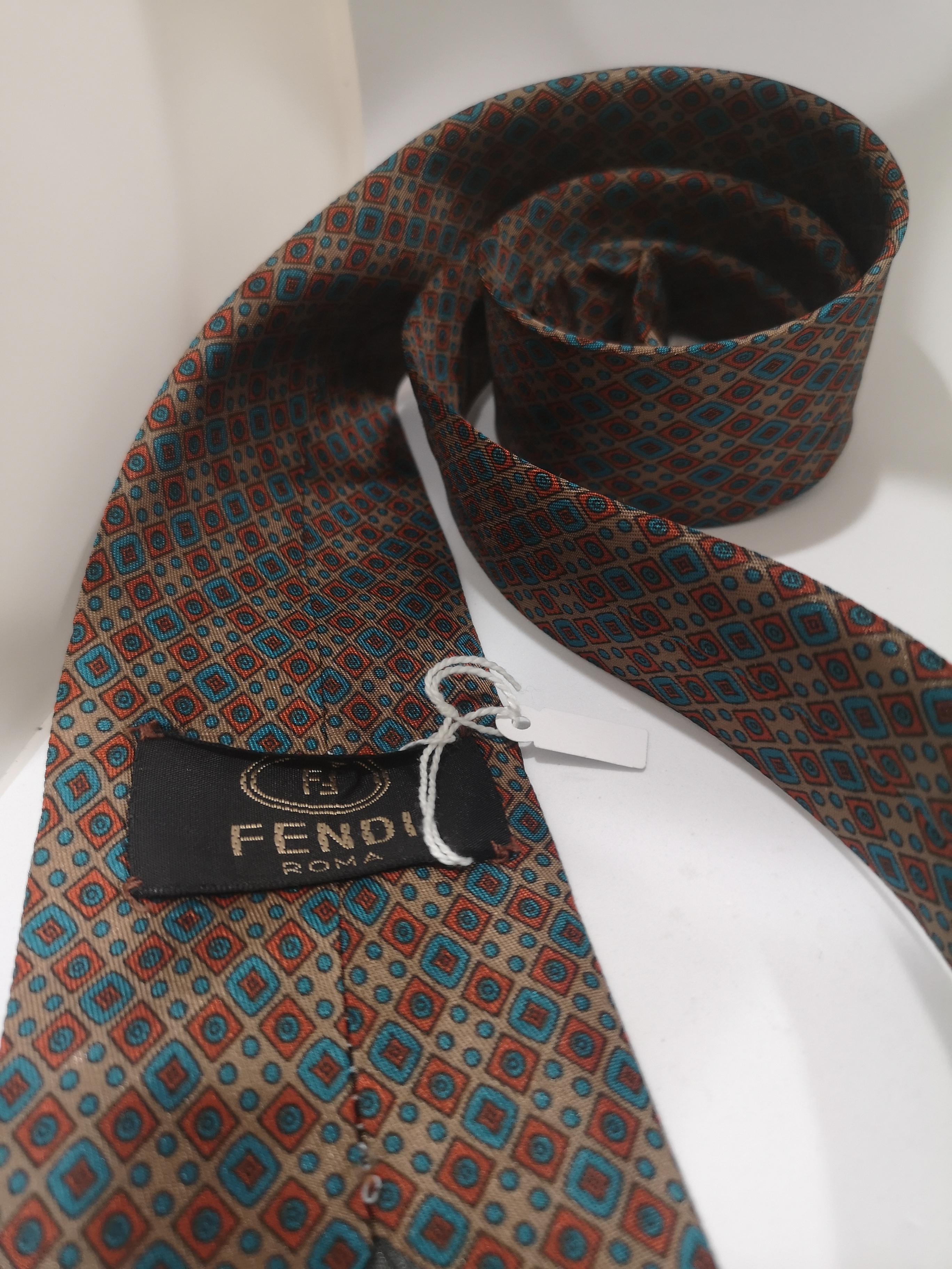 Vintage Fendi multicoloured silk tie In Good Condition In Capri, IT